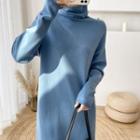 Long-sleeve Mock Neck Sweater Dress