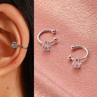 Rhinestone Ear Cuff 1 Pair - 01 - Silver - One Size