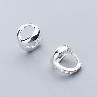 925 Sterling Silver Cut-out Mini Hoop Earring 1 Pair - One Size