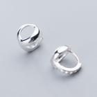 925 Sterling Silver Cut-out Mini Hoop Earring 1 Pair - One Size