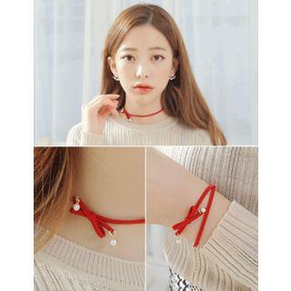 Two-way Faux-suede Ribbon Necklace