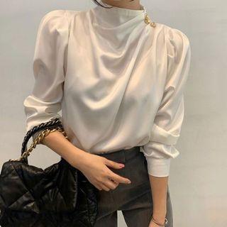 3/4 Sleeve Mock Neck Blouse