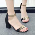 Metal Ankle-strap Chunky Heel Sandals