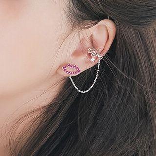 Rhinestone Lips & Lettering Chained Earring