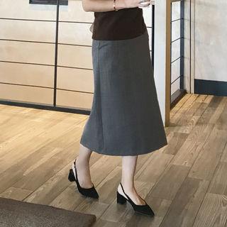 Glen Check Pencil Midi Skirt