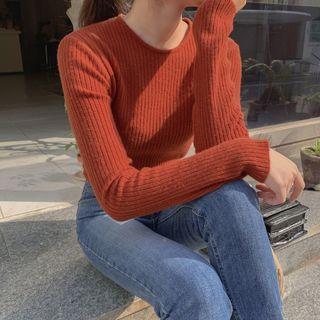 Cashmere Blend Rib Knit Top
