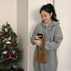 Brushed-knit Long Hoodie Dress