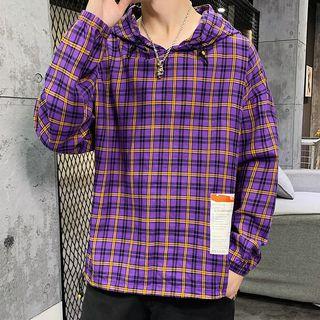 Numbering Plaid Hoodie