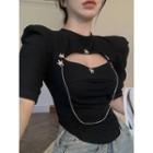 Chain-accent Window-front Crop T-shirt