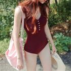 Button-detail Swimsuit
