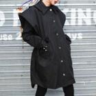 Hooded Drawstring Waist Jacket Black - One Size