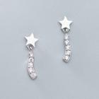 925 Sterling Silver Star Rhinestone Earring 1 Pair - S925 Silver - One Size