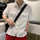 Short-sleeve Color Button Shirt