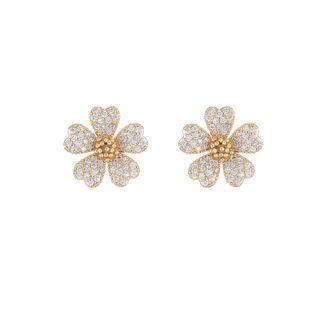 Flower Rhinestone Alloy Earring 1 Pair - Daisy - Gold - One Size