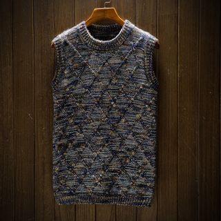 Check Melange Knit Vest