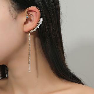 Rhinestone Alloy Cuff Earring 1 Pc - Silver Rhinestone - Gold - One Size