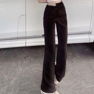 Faux Pearl High-waist Wide-leg Pants