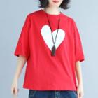 Heart Elbow-sleeve T-shirt