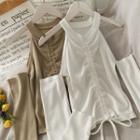 Cutout-shoulder Drawstring Halter T-shirt