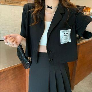 Short-sleeve Applique Cropped Blazer