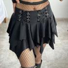 Asymmetrical Lace-up A-line Skirt