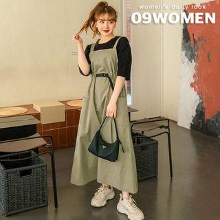 Plus Size Buckled-waist Jumper Dress