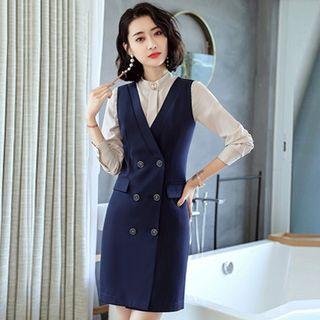 Plain Blouse / Sleeveless Sheath Dress / Set