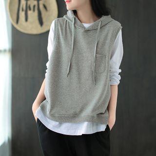 Crew-neck Long-sleeve T-shirt / Hooded Vest