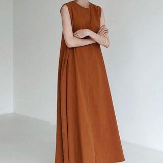 Sleeveless Plain Loose Fit A-line Dress