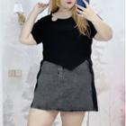 Short-sleeve Faux Pearl Irregular T-shirt