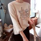 Sequined Flower Pullover