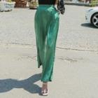 Pleated- Front Satin Dress Pants