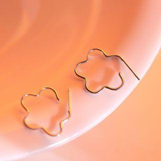 Flower Wirework Sterling Silver Open Hoop Earring 1 Pair - Silver - One Size