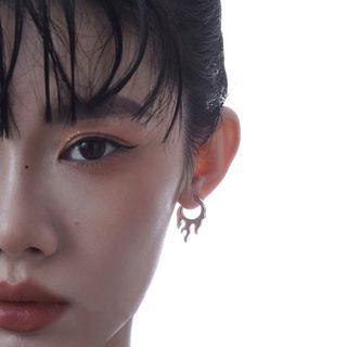 Flame Alloy Earring With Ear Plug - 1 Pair - Silver - One Size