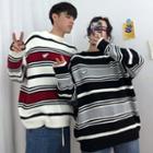 Cartoon Embroidered Striped Sweater