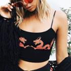 Dragon Print Spaghetti Strap Crop Top