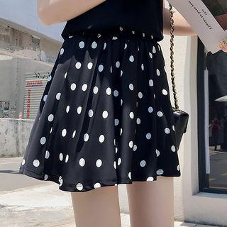 High Waist Dotted A-line Skort