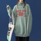 Turtleneck Chinese Character Print Sweater