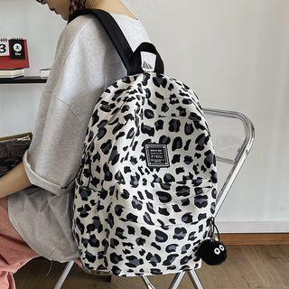 Front Pocket Leopard Zip Nylon Backpack