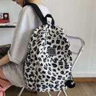 Front Pocket Leopard Zip Nylon Backpack