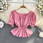 Square Neck Ruffle Crop Blouse