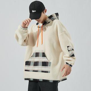 Plaid Panel Fleece Hoodie