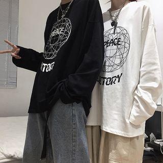 Couple Matching Long-sleeve Geometric Print T-shirt