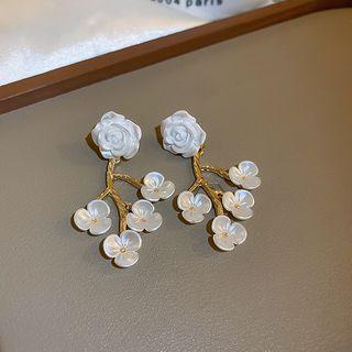 Flower Fringed Earring 1 Pair - Stud Earrings - White - One Size