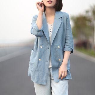 Double-breasted 3/4-sleeve Blouse