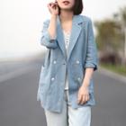 Double-breasted 3/4-sleeve Blouse