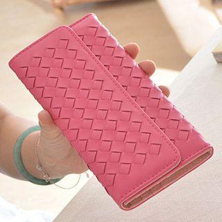 Faux Leather Woven Long Wallet