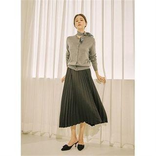 Round-neck Cardigan With Lightweight Scarf