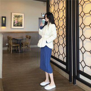 Quilted Jacket / Long-sleeve Knit Dress