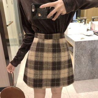 Plaid Woolen A-line Dress